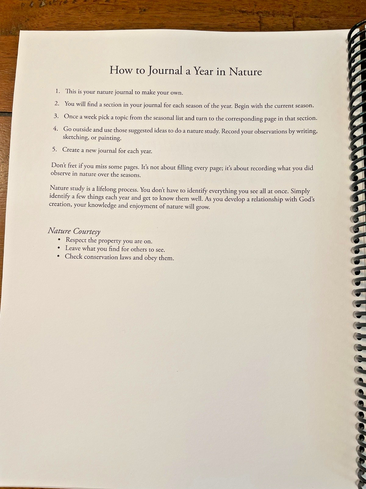 Simply Charlotte Mason Journaling a Year in Nature Spiral Bound Like New
